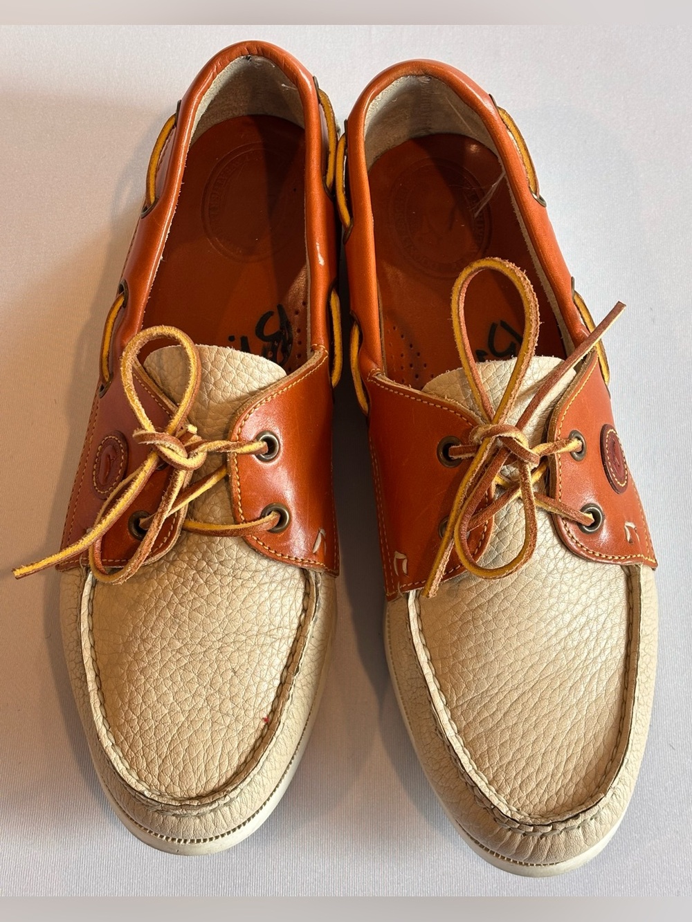 DOONEY & BOURKE Vintage Men's Two-Tone‎ Tan Leather Boat Shoes